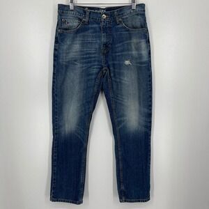 Tommy Hilfiger Mens Classic Straight Leg Jeans Blue Medium Wash 31x30 Distressed